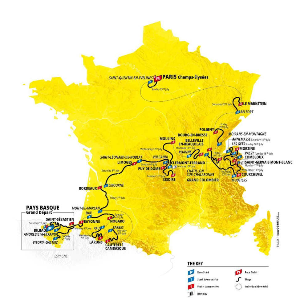 Tour de France 2023 etappes en ritten